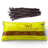 Vanilla Bean Kings front packaging showing 25 organic Madagascar pods, signals quality