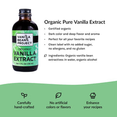 VANILLA BEAN PROJECT label close-up showing certification and ingredient clarity