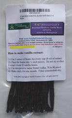 Vanilla Products USA front packaging showing 25 split beans and product benefits