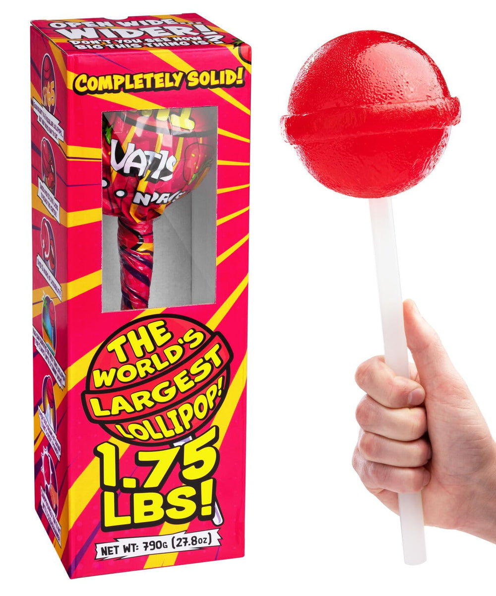 Vat19 giant lollipop front packaging showing full strawberry candy and appeal