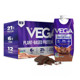Vega front packaging showing creamy chocolate flavor and benefits
