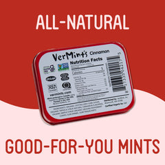 VerMints open tin top view revealing organized cinnamon peppermint pastilles for quick refresh