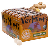 VerMints front tin view showing ginger mint branding and easy-carry benefit