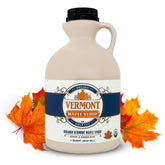 Vermont Maple Syrup front packaging showing 32 oz bottle and organic label for convenience