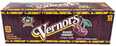 Vernors black cherry front packaging showing 12-count fridge pack and branding benefits chilled readiness