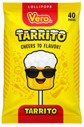 Vero Tarrito front packaging showing colorful 40-piece assortment and convenience