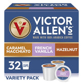 Victor Allen's box front showing three flavored pods and brand for easy selection