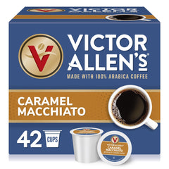 Victor Allen's front box showing caramel macchiato pods and clear branding for quick selection