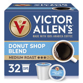 Victor Allen's front box showing 32-count pods and clear branding for shelf appeal