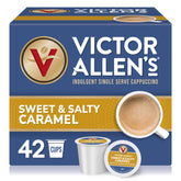 Victor Allen's front box view showing 42-count pods and caramel cappuccino branding for convenience