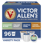Victor Allen's front box showing 96-count variety pack and brand benefits