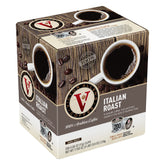 Victor Allen's front box showing Italian Roast 200 pods and convenience benefit