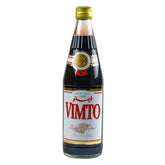 Vimto bottle front label showing brand and vibrant purple cordial for shelf appeal