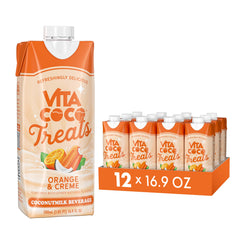 Vita Coco Treats front packaging showing bright orange label and brand benefit