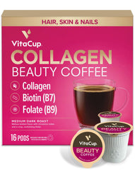 VitaCup front packaging showing 16ct box and product name with benefits