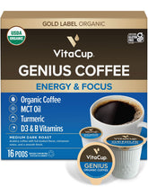 VitaCup front packaging showing bold medium-dark roast and benefits