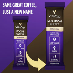 VitaCup instant stick close-up focusing on texture and single-serve design benefit