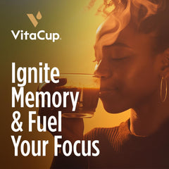 VitaCup Lightning coffee pouring from machine highlighting rich dark roast crema