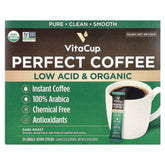 VitaCup front packaging showing 24 organic instant coffee packets and benefits