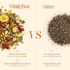 Vital Tea steeping cup held in hand demonstrating easy preparation and warmth