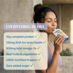 Vitala ingredients flatlay with organic fruits and vegetables benefits