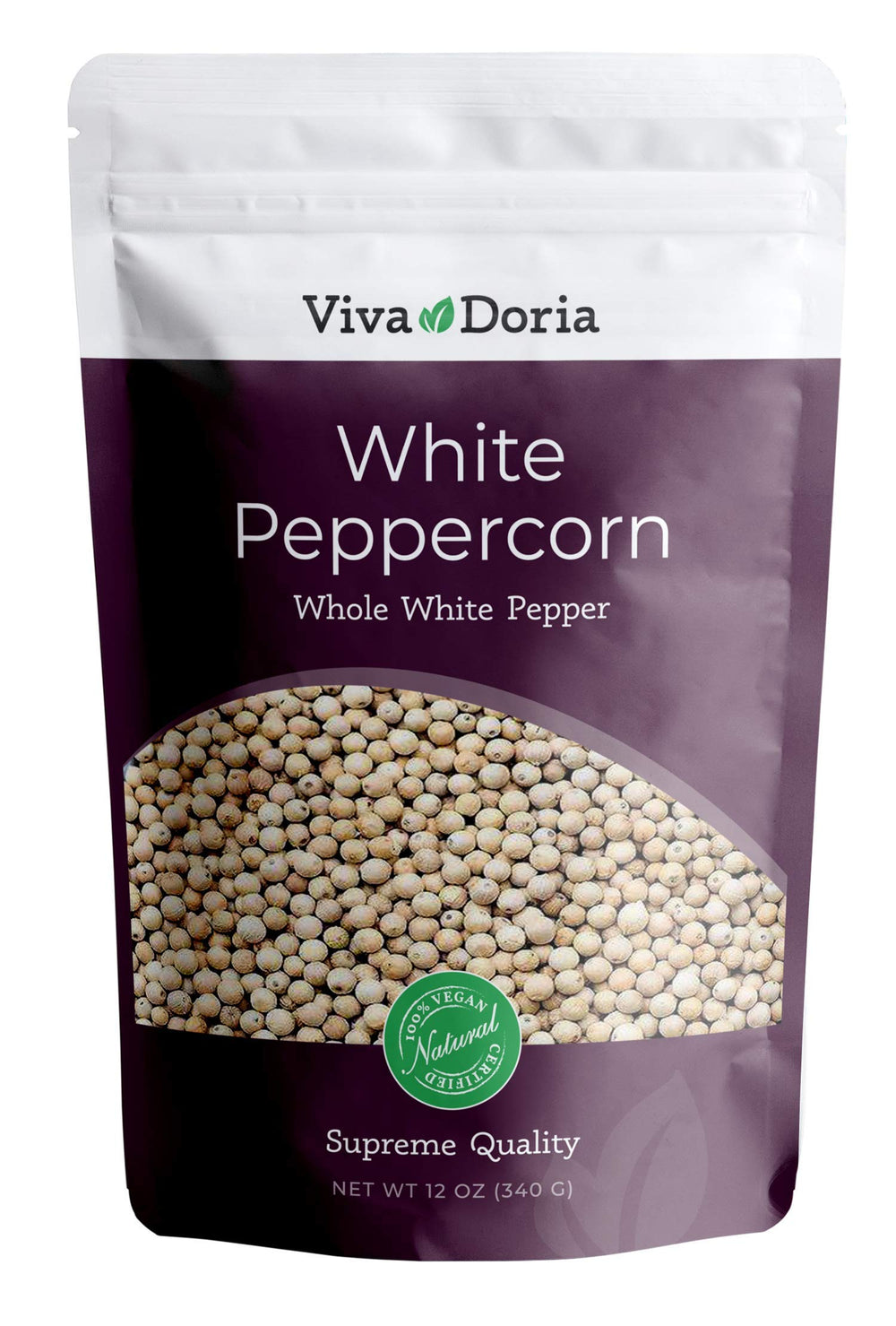 Viva Doria front pouch showing resealable 12 oz packaging and clear label benefit convenience