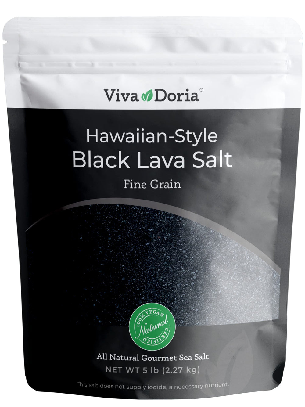 Viva Doria front pouch showing resealable 5 lb bag and label, convenient storage