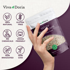 Viva Doria macro texture shot of individual peppercorns showing smooth husk-removed surface