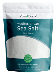 Viva Doria pouch front view showing 5 lb resealable packaging and clean salt benefit