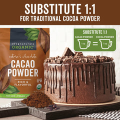 Viva Naturals cacao smoothie in glass showing creamy chocolate flavor