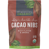 Viva Naturals front pouch showing organic cacao nibs and product name