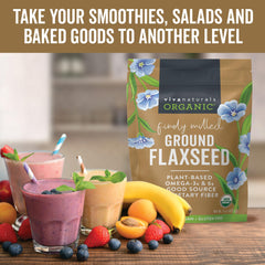 Viva Naturals pouring into smoothie delivering fiber and smooth blending