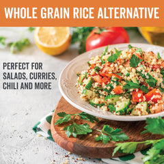 Cooked Viva Naturals quinoa in salad bowl demonstrating fluffy texture and protein-rich meal option