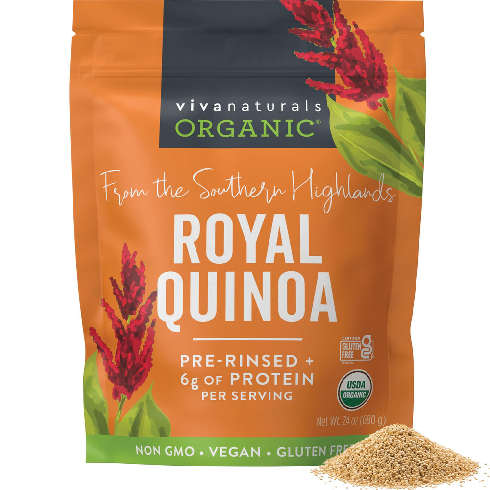 Viva Naturals front package showing organic quinoa benefits and label