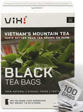 VIXI front packaging showing 100 tea bags and natural branding benefits