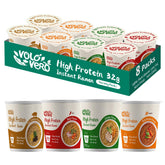 VOLO VERO front packaging showing protein ramen cups and benefits