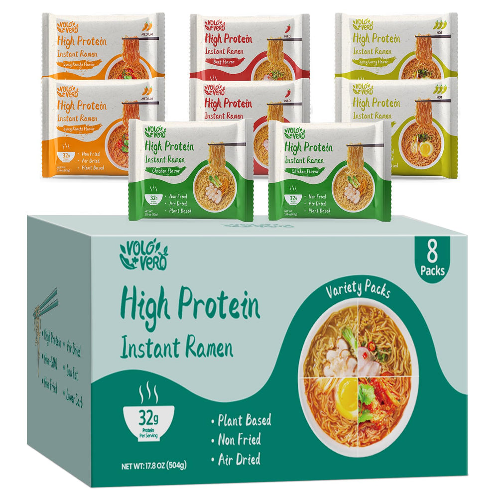 VOLO VERO front packaging showing 8-pack and variety mix for pantry convenience