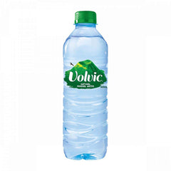 Volvic bottle front view showing label and portable 500ml size, pure taste benefit