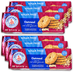 Voortman front packaging shows sugar free oatmeal cookies and clear labeling benefit