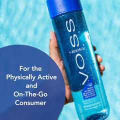 VOSS bottle held in hand to show 850ml size and portability benefit
