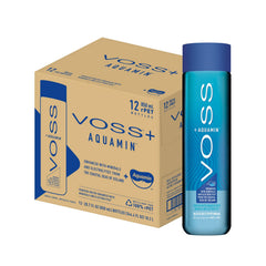 VOSS single front pack showing 12 bottles and brand clarity