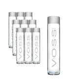 VOSS glass front packaging showing nine bottles and premium look for refreshment