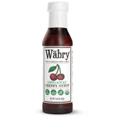 Wabry bottle front label showing cherry syrup and organic benefits