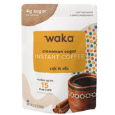 Waka Coffee front pouch showing branding and resealable top for convenience