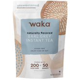 Waka Coffee front pouch showing unsweetened Earl Grey and benefits