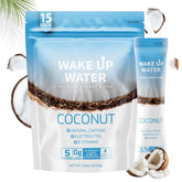 Wake Up Water coconut front packet showing branding and flavor benefits