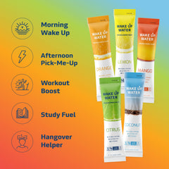 Wake Up Water mango flavor dissolving in water for a refreshing boost