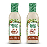 Walden Farms front bottle showing Bac'n Ranch label and zero calorie benefit