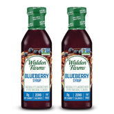 Walden Farms blueberry syrup front packaging showing 2-pack and benefits