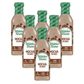 Walden Farms mocha front packaging showing six 12 oz bottles and clear label benefit